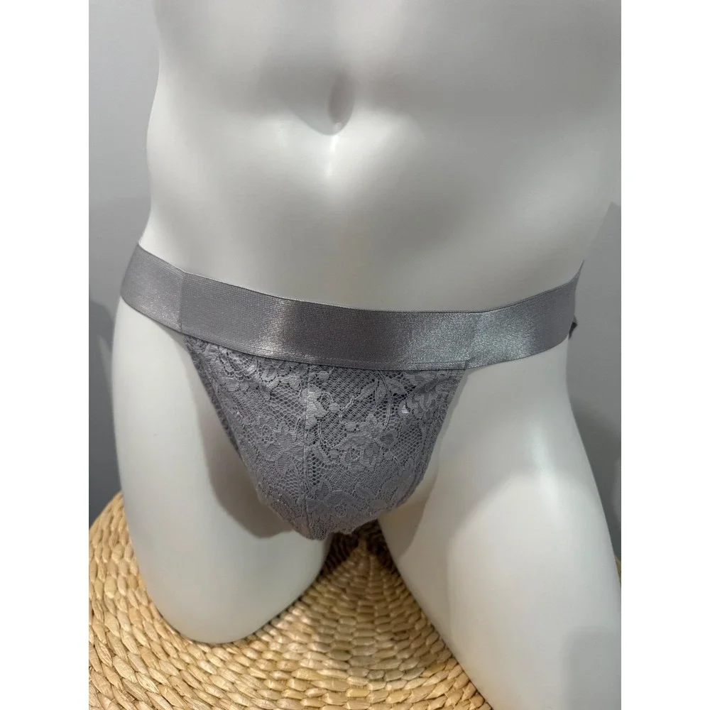 Cosabella Never Say Never Gray Lace Jock‎ Strap Premium Underwear L